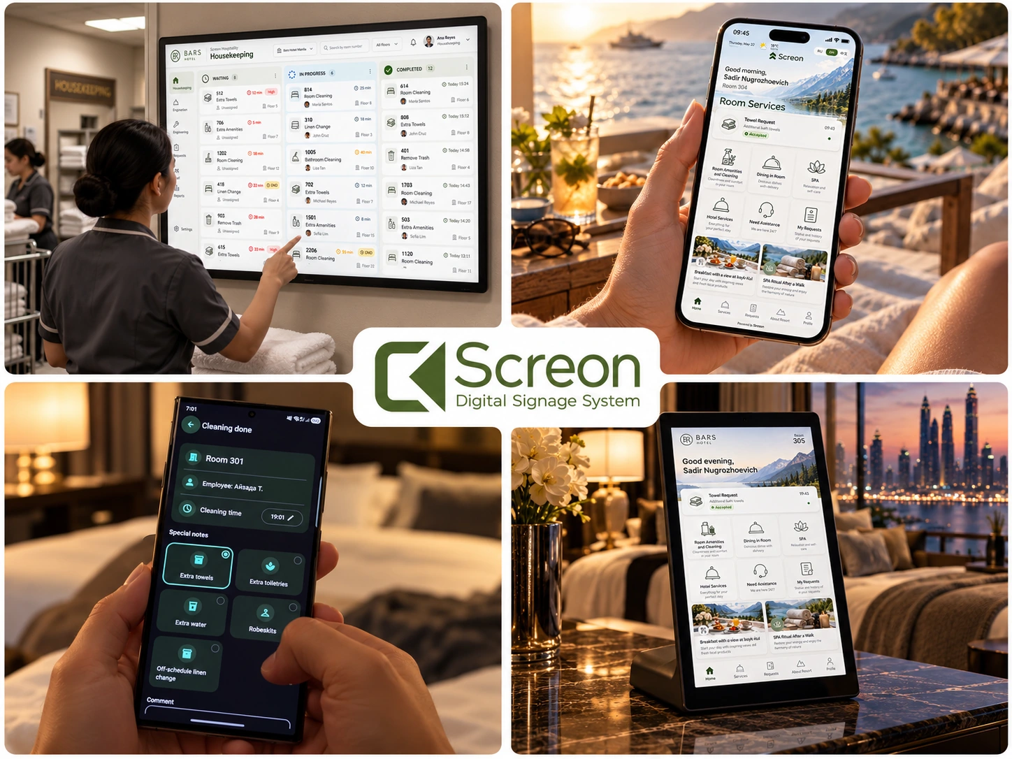 Screon In-Room: guest tablet, mobile access and staff interfaces