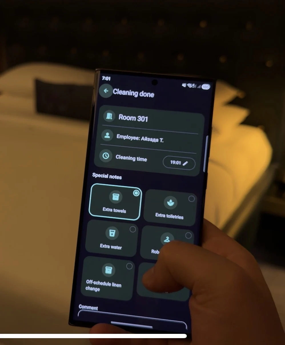 Staff member using the mobile interface