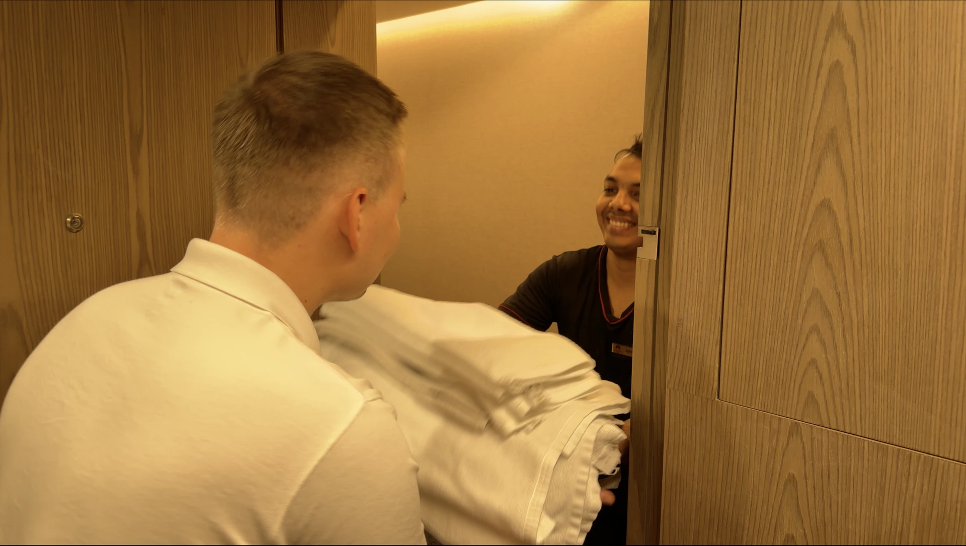 Towels delivered to a guest